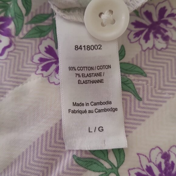 Bed Head Women’s White & Purple Floral Pyjama Set: 2 Piece / Size L - Picture 3 of 3